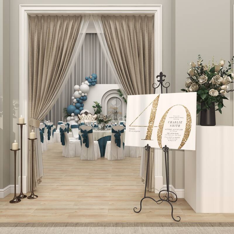 Black Metal Extra Large Adjustable 3 Tier Scroll Display Easel with Chain Support