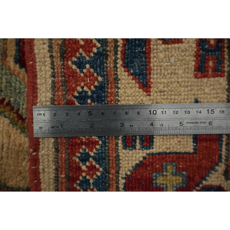 Hand Knotted Oriental 100% Wool Carpet Traditional Medallion Red Kazak Area Rug - 6' 4'' X 3' 10''