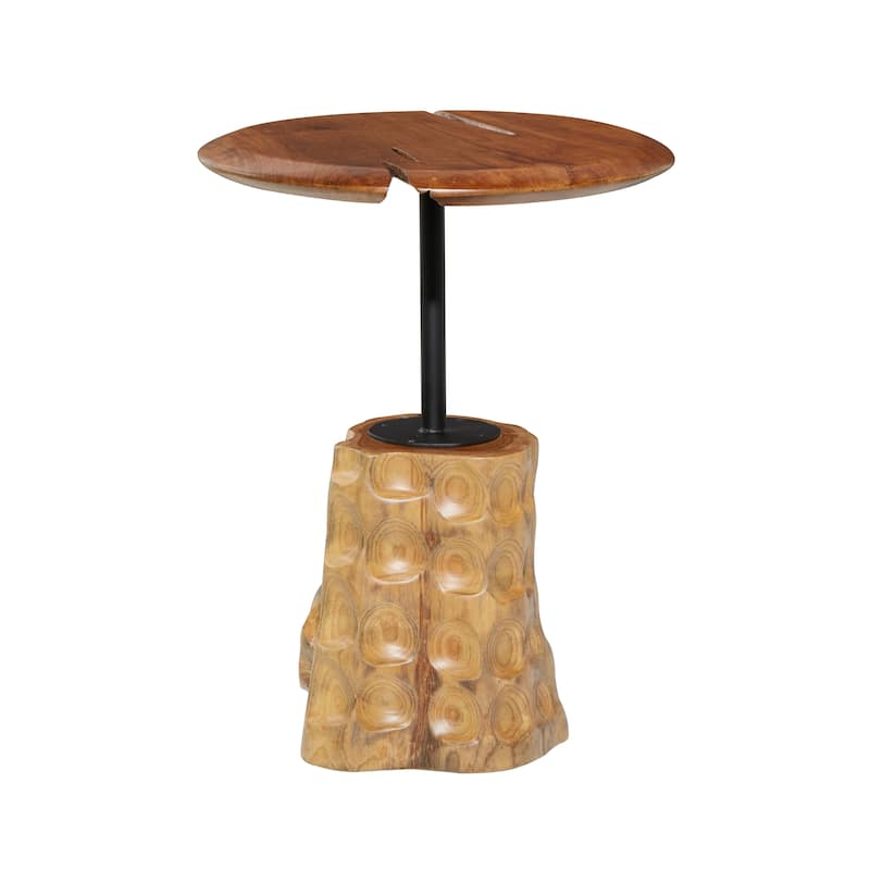 Brown Teak wood Contemporary Accent Table 23 x 18 x 18 - 18 x 18 x 23Round