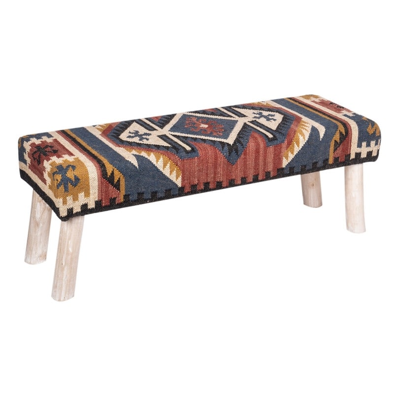 HERAT ORIENTAL Handmade Kilim Upholstered Bench - 16"x18"x48"