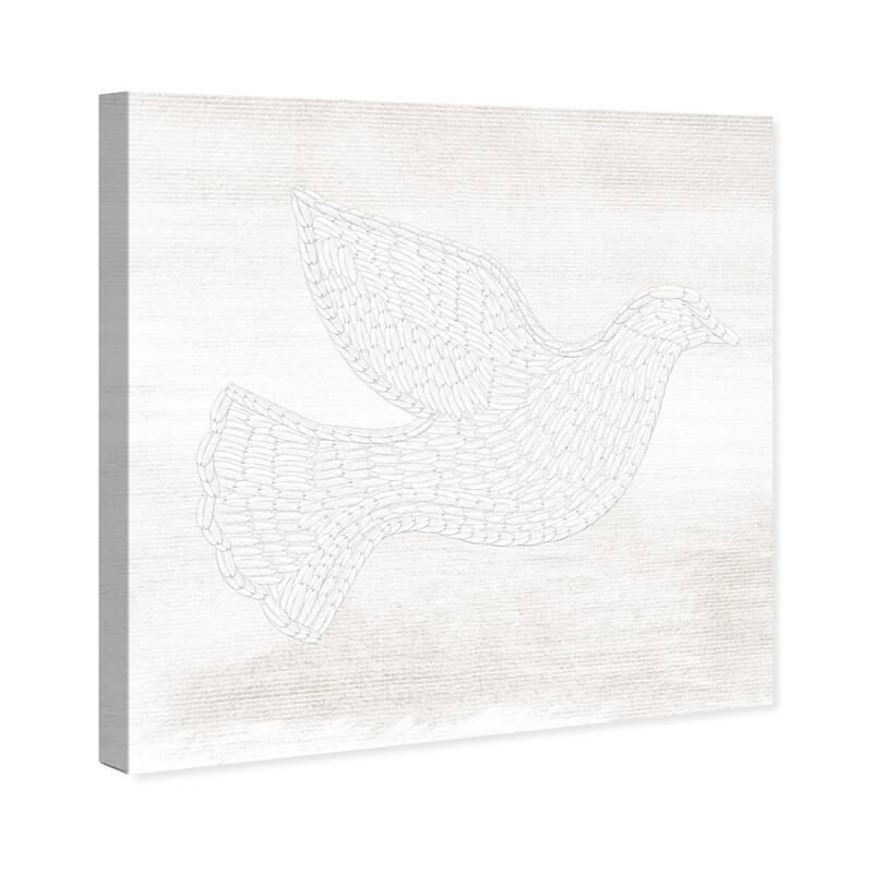 Wynwood Studio Canvas Animals Feather Dove White and Cream White Modern & Contemporary Wall Art Canvas Print