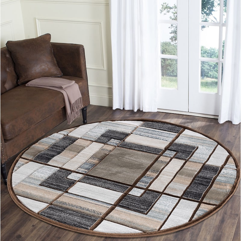 Orelsi Collection Abstract Area Rug with Hand Carved Accents
