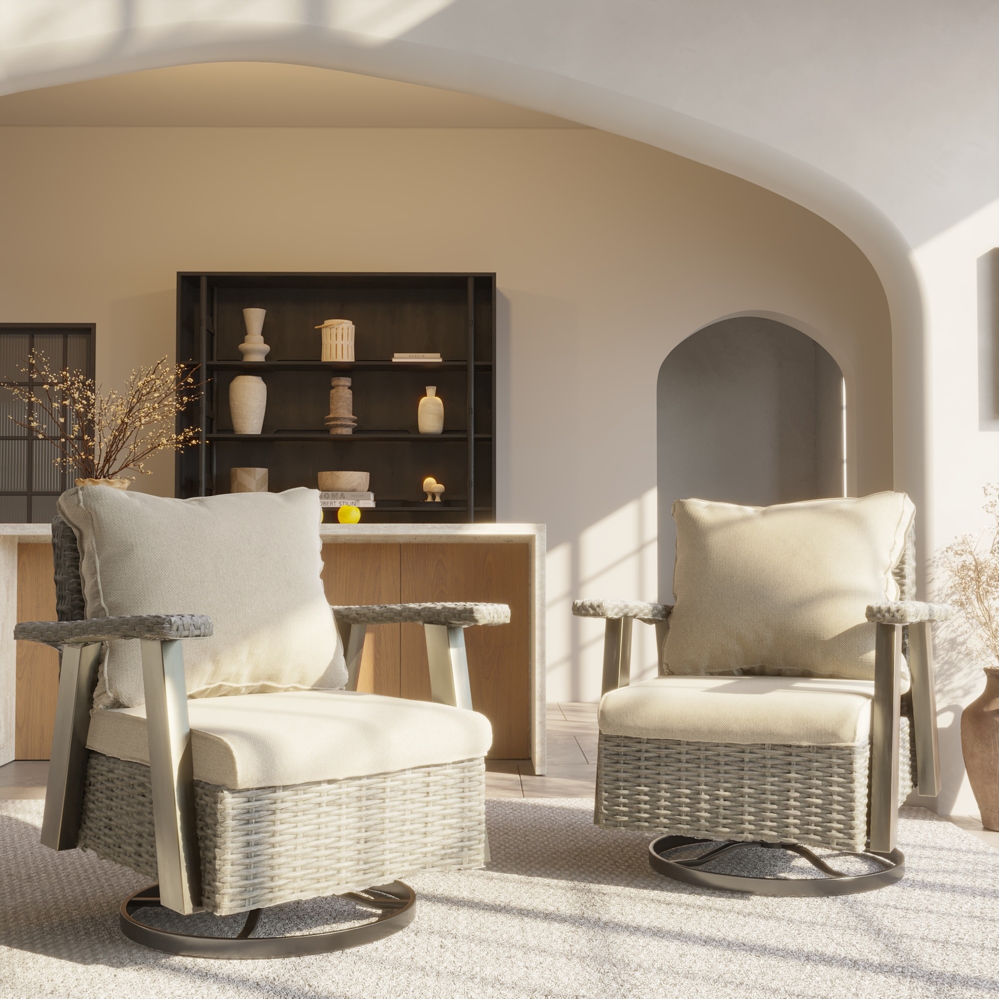Wicker outdoor rocking chair set sales