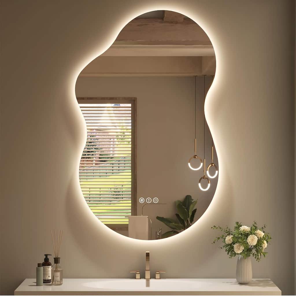 Irregular Frameless Backlit Anti-Fog LED Bathroom Vanity Wall Mirror