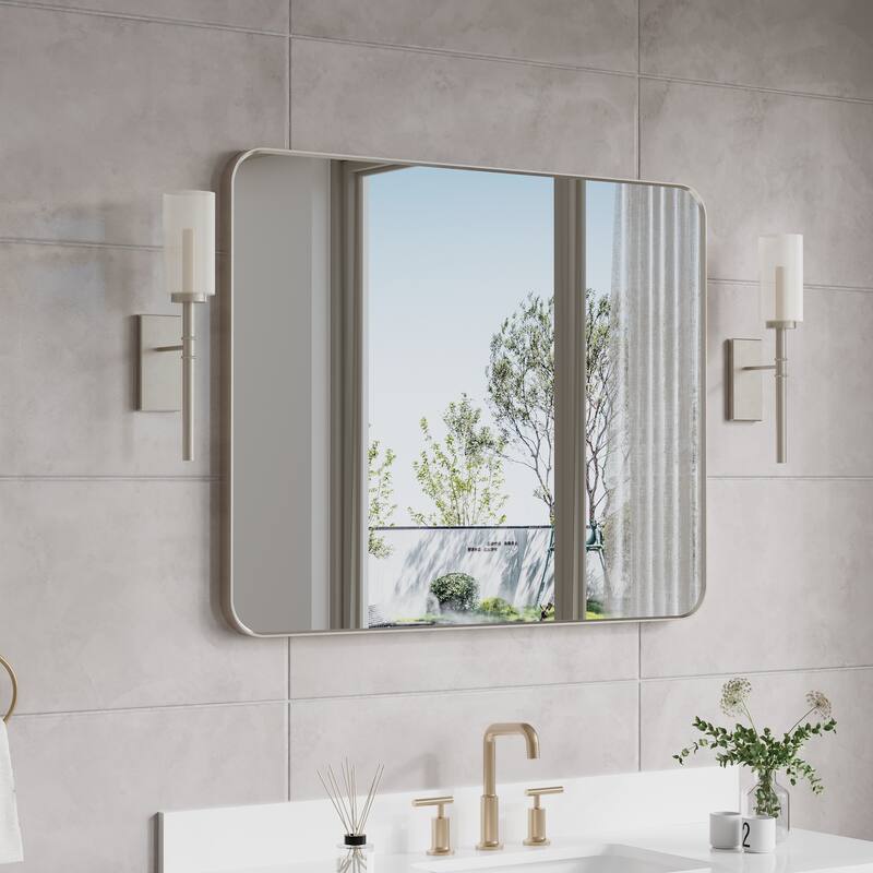 Modern Bathroom Rectangular Wall Mounted Anodized Aluminum Framed Vanity Mirror