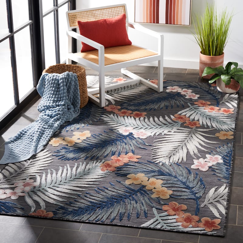 SAFAVIEH Cabana Mintje Indoor/ Outdoor Waterproof Transitional Rug - 8' x 10' - Black/Rust