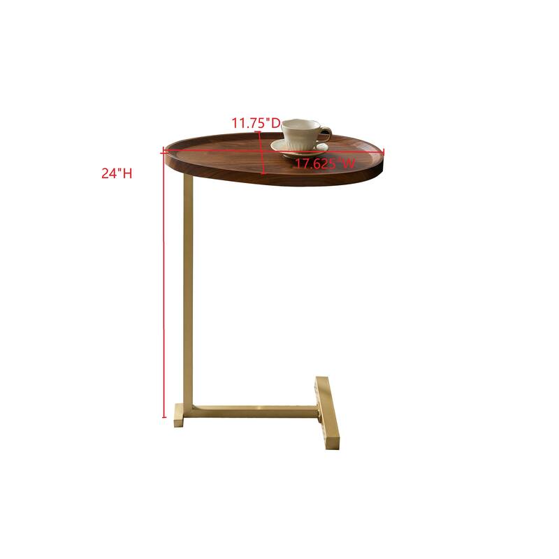 Brody Collection Gold Metal C-Shaped Wood Side Table