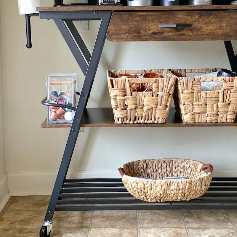 41.7 inch Wide Rolling Kitchen Island with Drawer,Coffee Bar Station with Storage - 41.7 inch