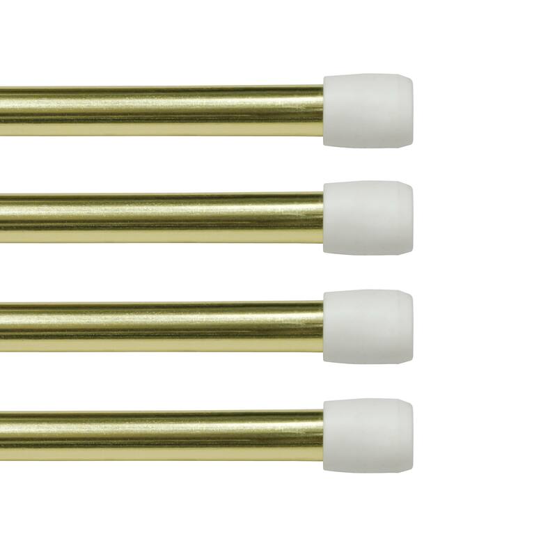 Kenney Fast Fit No Tools 7/16" Spring Tension Rod, 4-Pack - 28-48" - Brass