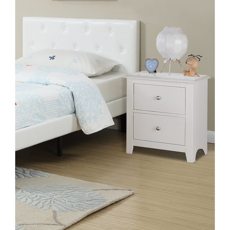 Modern Bedroom Nightstand,2 Drawers Bed Side Table Rubberwood