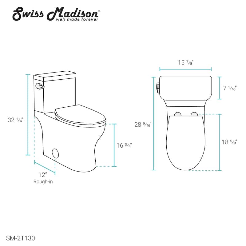 Classe Two-Piece Elongated Left Side Flush Handle Toilet
