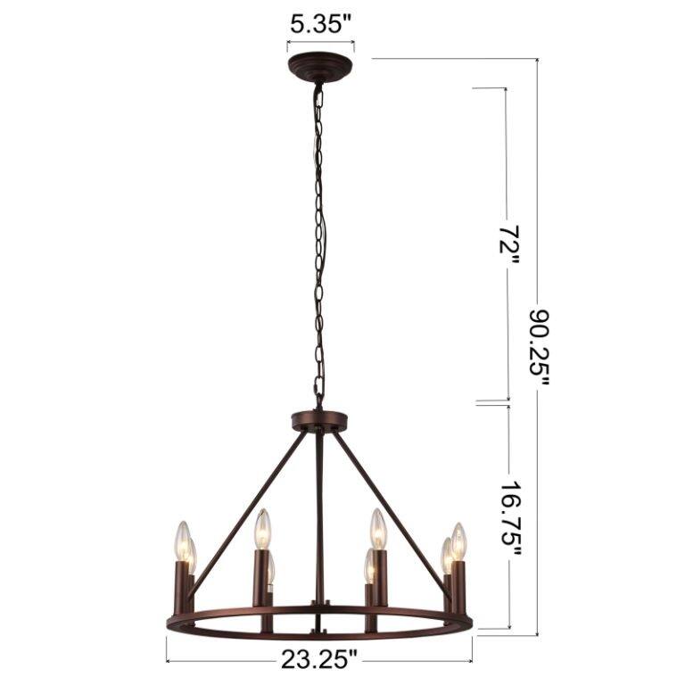 8 Light Wagon Wheel Chandelier Pendant Light in Oil Rubbed Bronze - Oil Rubbed Bronze - 23.25