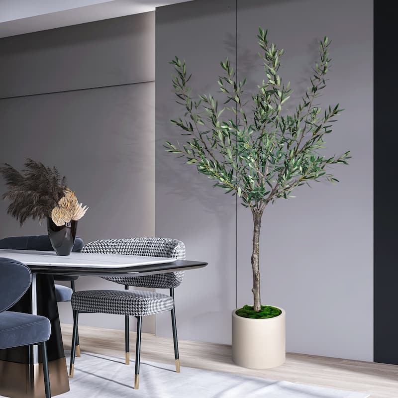 Artificial Olive Tree in White Decor Pot