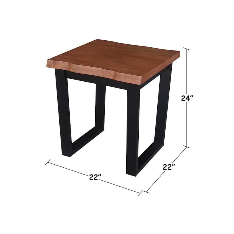 Live Edge Solid Wood End Table, Unfinished