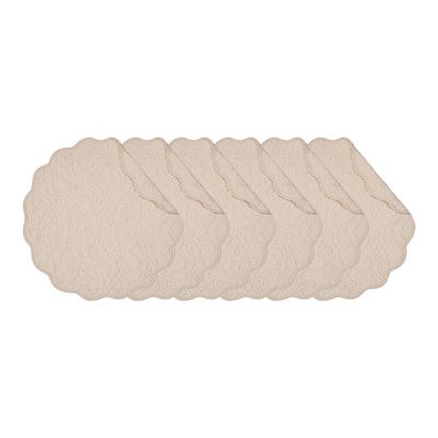 Christiana Khaki Round Quilted Placemat Set 6