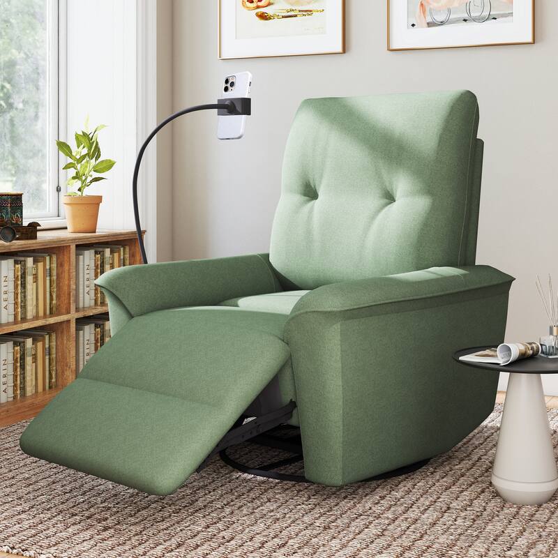 270°Power Swivel Rocker Recliner Chair w/Phone Holder, Electric Glider Reclining Sofa with USB Ports, Power Swivel Glider