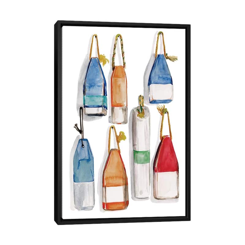 iCanvas "Watercolor Buoys I" by Jennifer Paxton Parker Framed Canvas Print - Black - 40x26