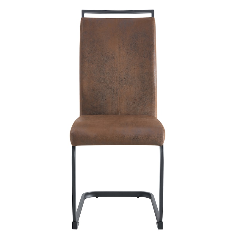 Suede-like Tech Fabric Dining Chairs:Ergonomic Arc Backrest+Reinforced Metal Frame.Set Of 2