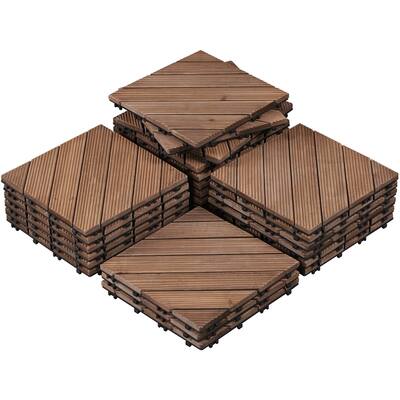 Yaheetech 27pcs Wood Flooring Tiles Interlocking Wood Tiles Indoor & Outdoor - N/A