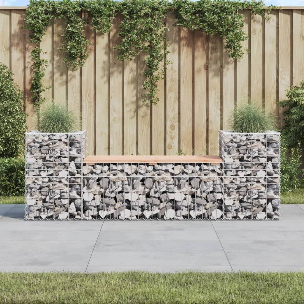 vidaXL Patio Bench Outdoor Park Bench Seating Gabion Design Solid Wood Pine - 72