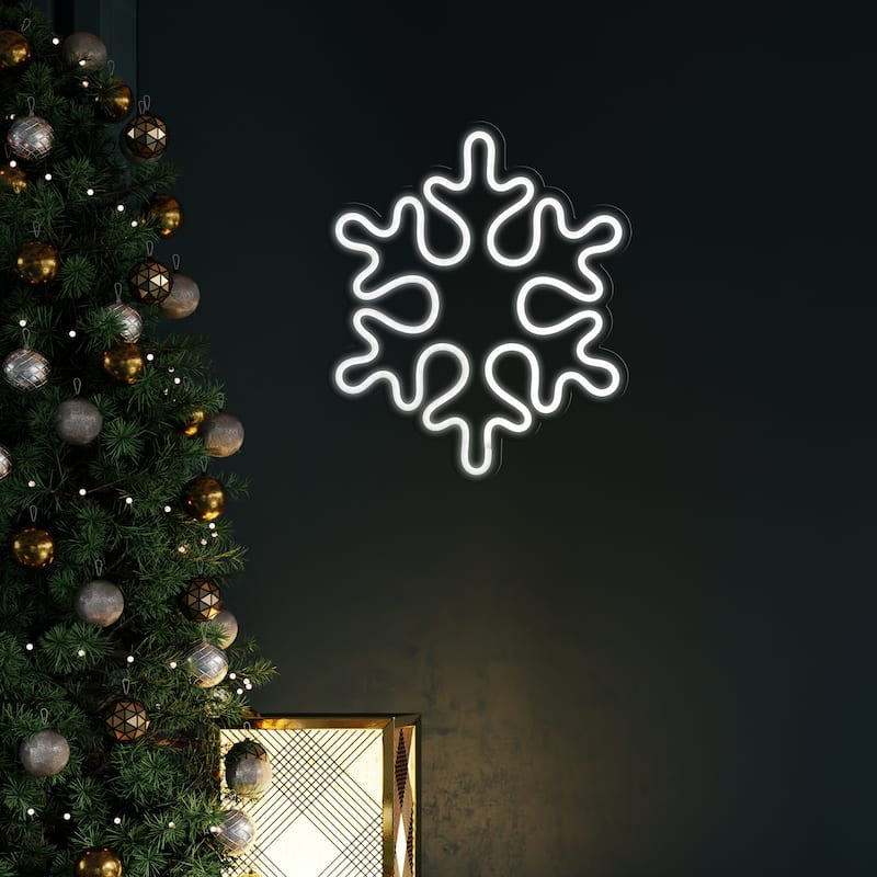 15" White LED Lighted Neon Style Snowflake Christmas Window Silhouette