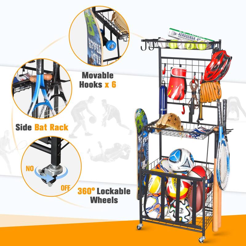 Multi-Functional Garage Storage Rack for Sporting Goods and Toys
