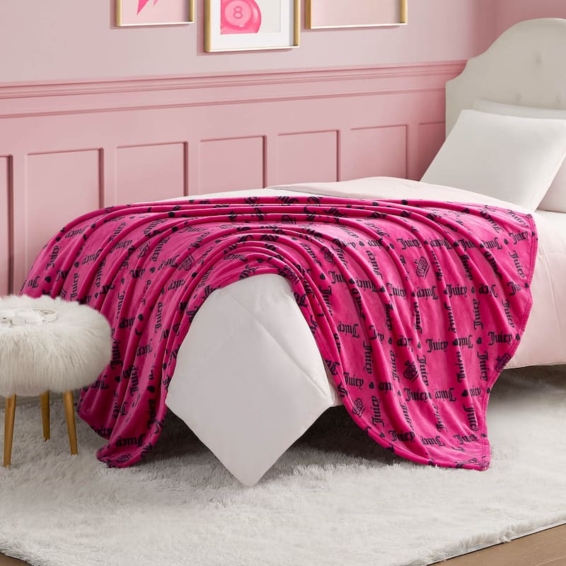 Juicy Couture Printed Plush Throw Blankets