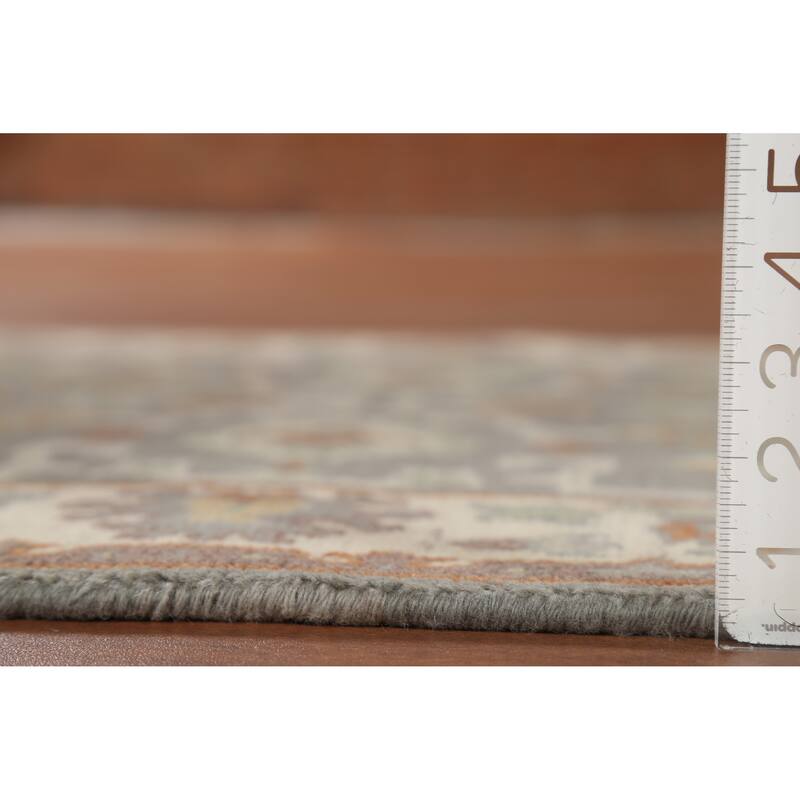 Gray Oushak Indian Accent Rug Hand-Knotted Transitional Wool Carpet - 3'2"x 5'6"