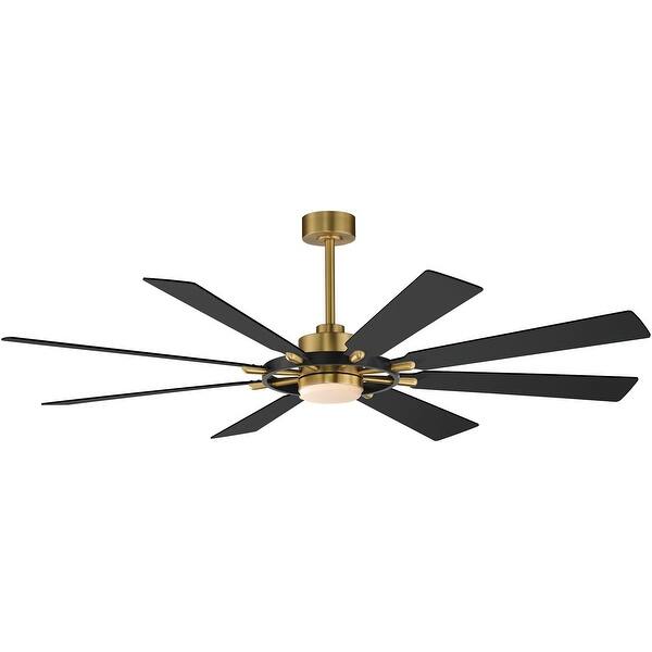 slide 2 of 5, Maxim 88878 Helm 72" 8 Blade Indoor LED Ceiling Fan Black / Natural Aged Brass