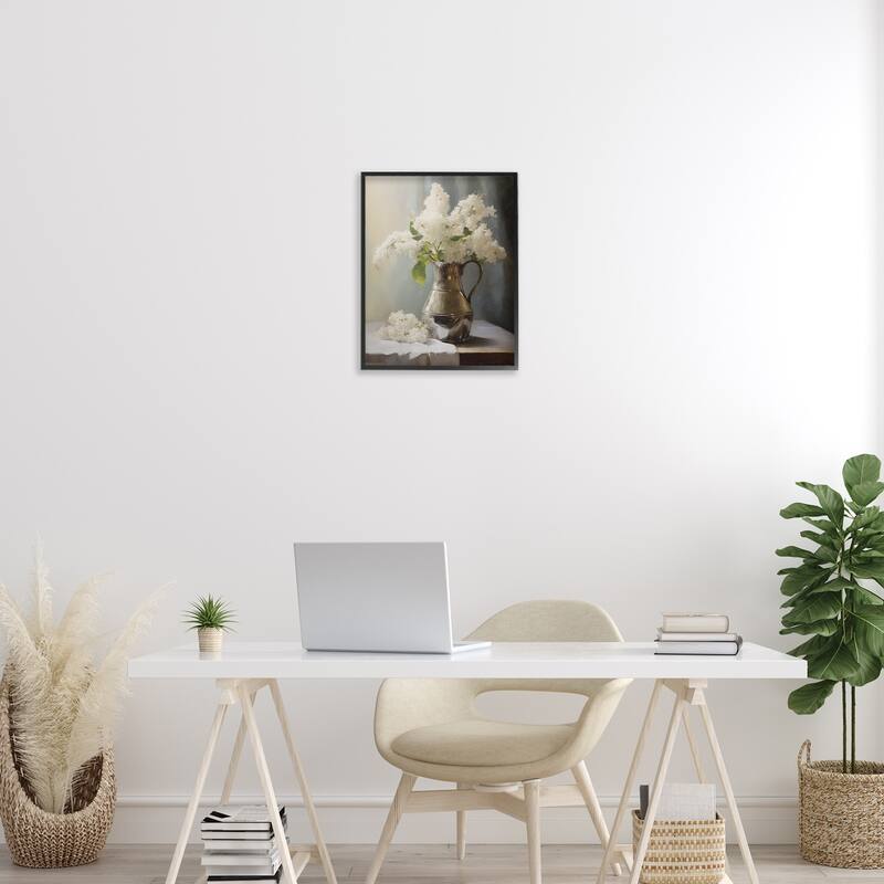 Stupell White Lilacs Still Life Framed Giclee Art Design By Arlington Prints