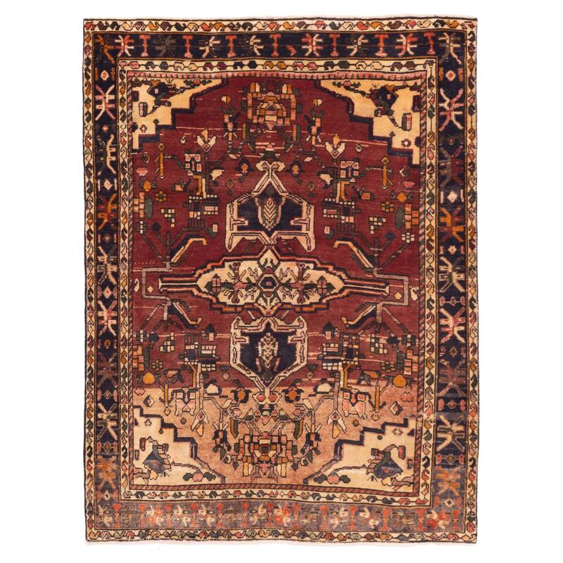 ECARPETGALLERY Hand-knotted Andelz Dark Red Wool Rug - 4'9 x 6'3