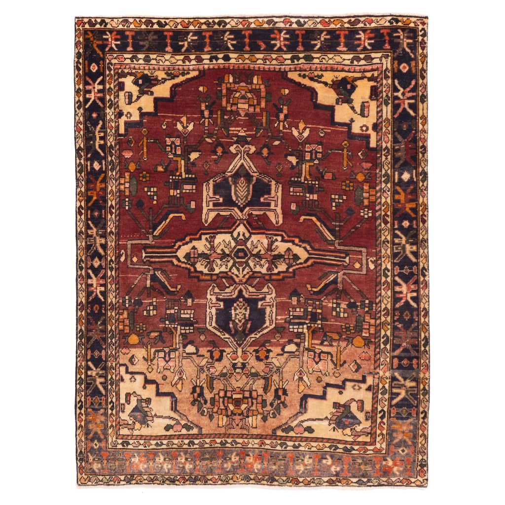 ECARPETGALLERY Hand-knotted Andelz Dark Red Wool Rug - 4'9 x 6'3