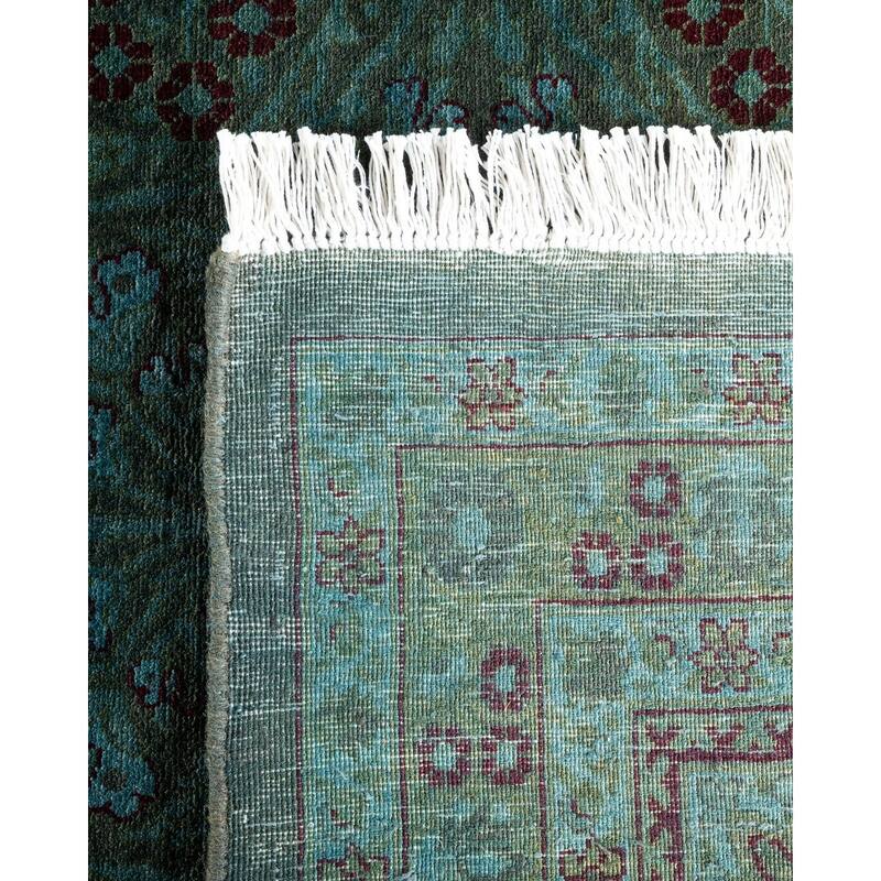 Overton Handknotted Wool Vintage Inspired Contemporary Overdyed Gray Area Rug - 17' 9" x 9' 1"