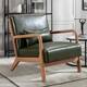 Aston Modern Solid wood Accent Chair - One-person position - Leather-Green