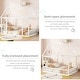 preview thumbnail 5 of 11, White Full Size Pine Wood Floor Bed with House Roof Frame and Safety Guardrails