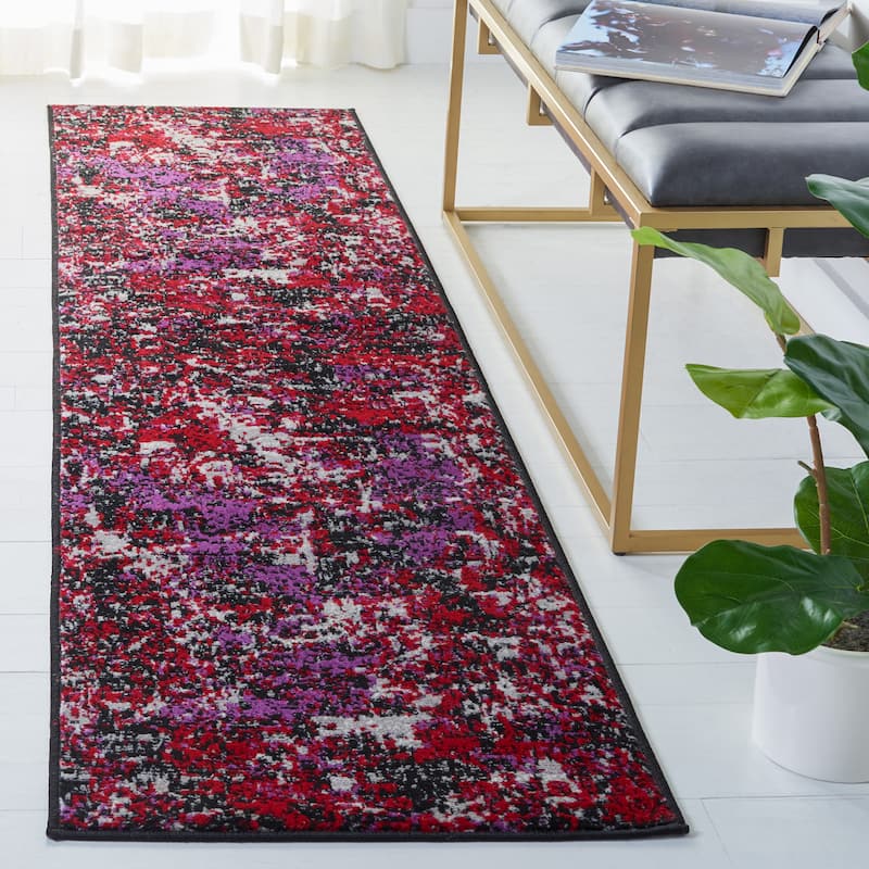 SAFAVIEH Skyler Leitha Modern Rug - 2' x 8' Runner - Black/Purple