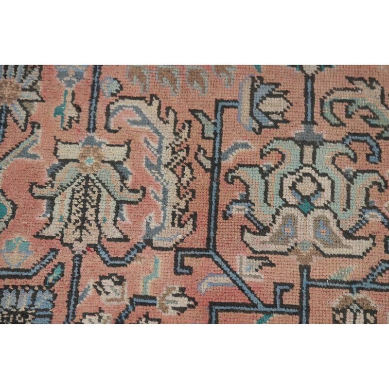 Light Pink Medallion Tabriz Persian Area Rug Handmade Wool Carpet - 9'9"x 12'8"