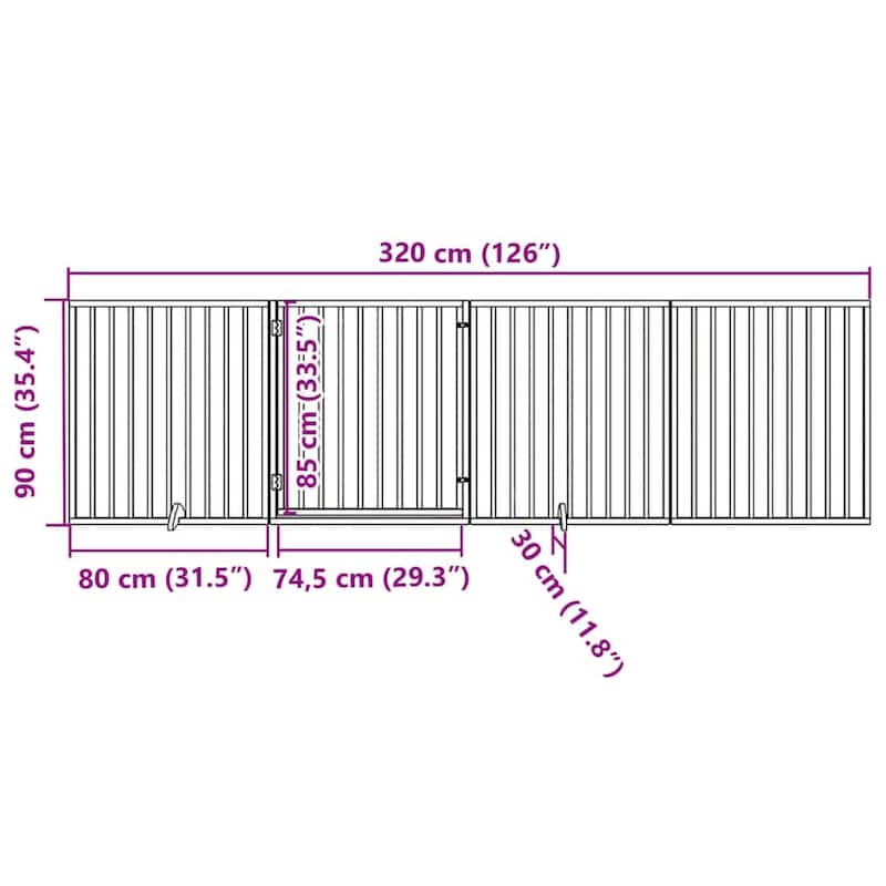 vidaXL Dog Gate Foldable Poplar Wood