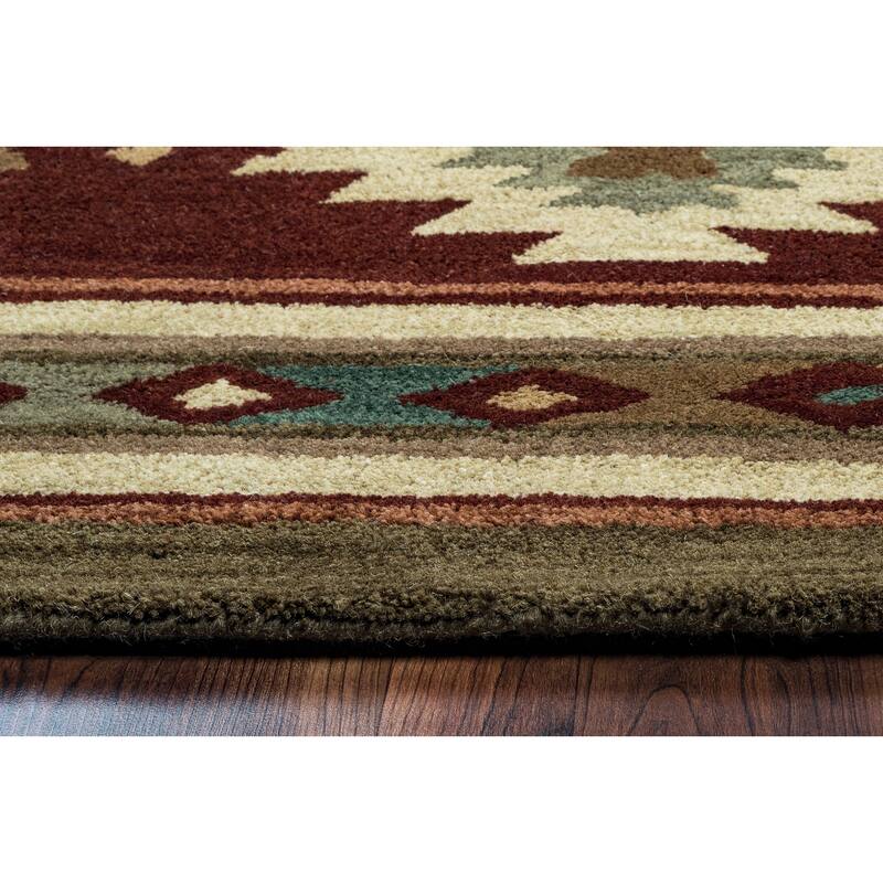 Alora Decor Ryder Red, Tan, Sage, and Teal Hand-tufted Wool Rug