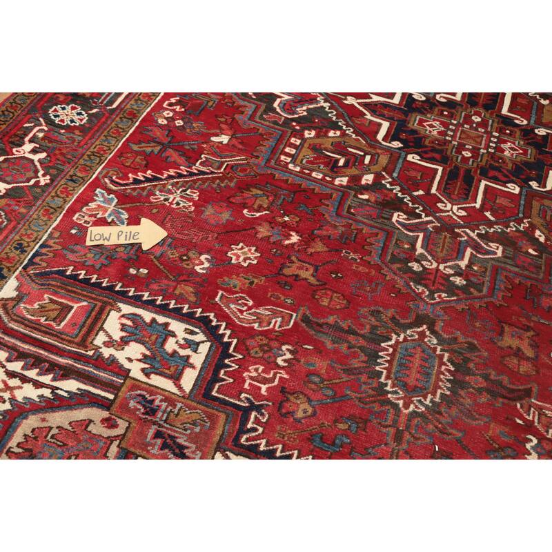 Hand Knotted Oriental 100% Wool Carpet Traditional Medallion Red Heriz Area Rug - 11' 4'' X 8' 3''