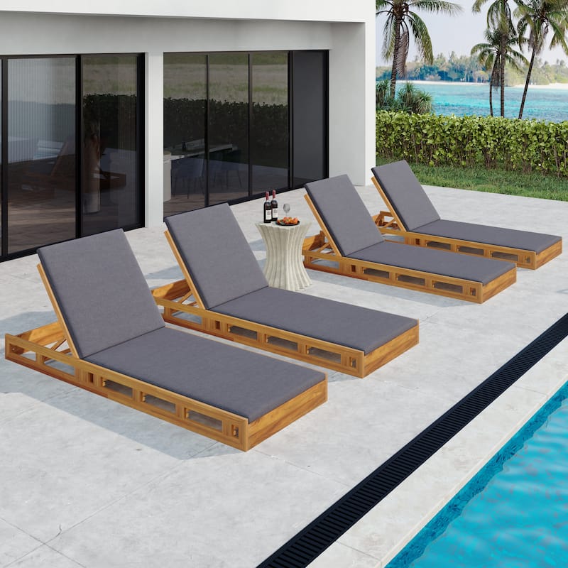 Christopher Knight Home - Aurelius Outdoor Acacia Wood Chaise Lounge Set