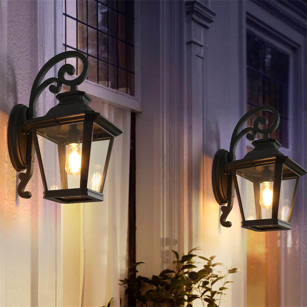 2-Pack Outdoor Waterproof Wall Sconce w/ Clear Glass Panels (No Bulb)