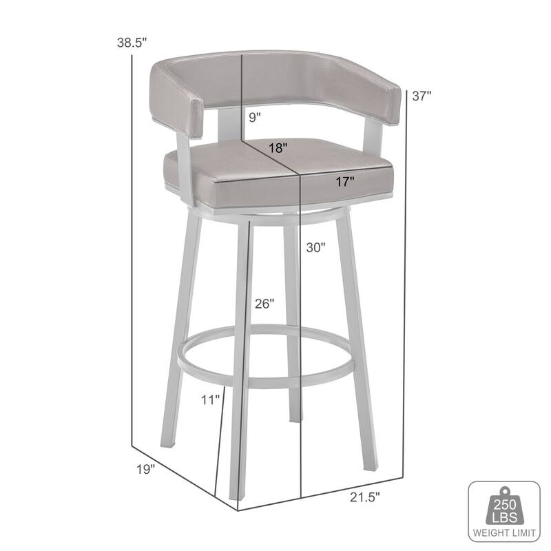 Lorin Upholstered Swivel Counter/Bar Stool in Faux Leather with Arms
