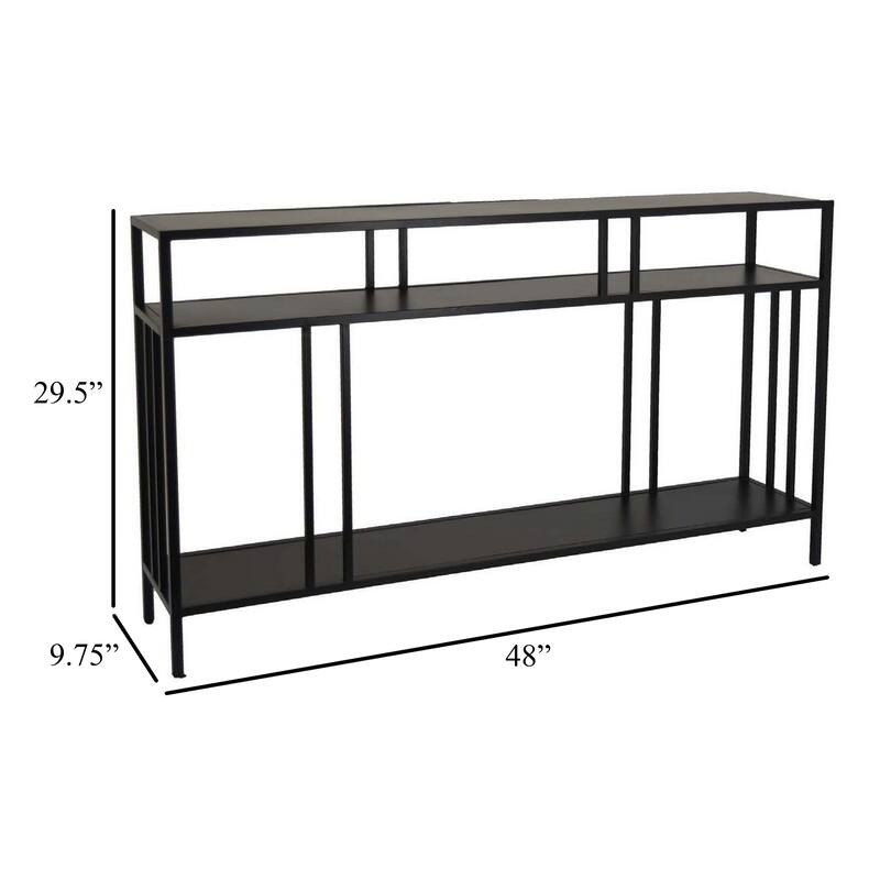 Plant Display Stand, 3 Tier Black Metal, Modern Industrial 48 Inch