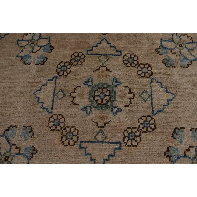 Vegetable Dye Oushak Turkish Rug Floral Hand-Knotted Wool Carpet - 7'8"x 9'10"