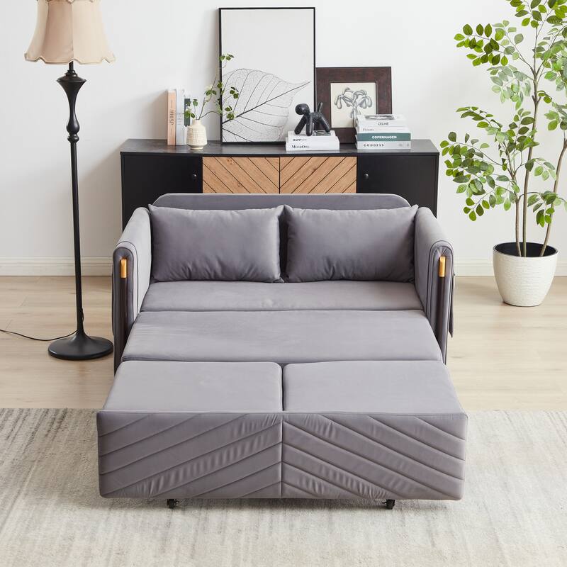 54Inch Convertible Sleeper Sofa with Pull Out Bed and 2 Arm Pockets