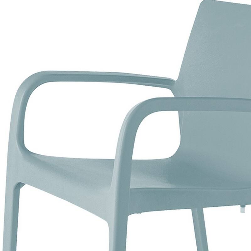 HomeRoots Set of Two Baby Blue Heavy Duty Plastic Outdoor Stacking Dining Chairs