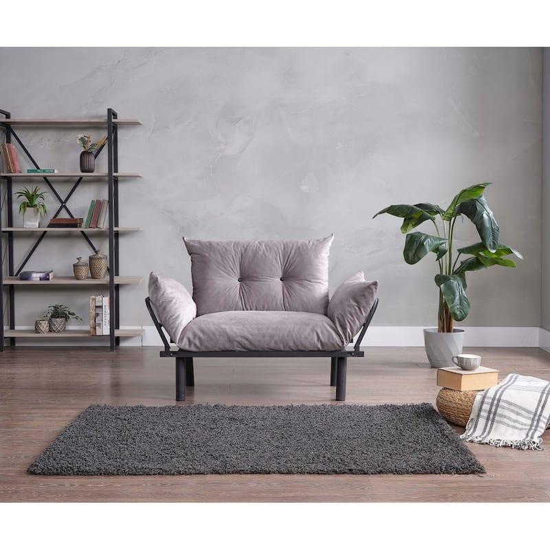 Metal Legs Futon Loveseat - Grey