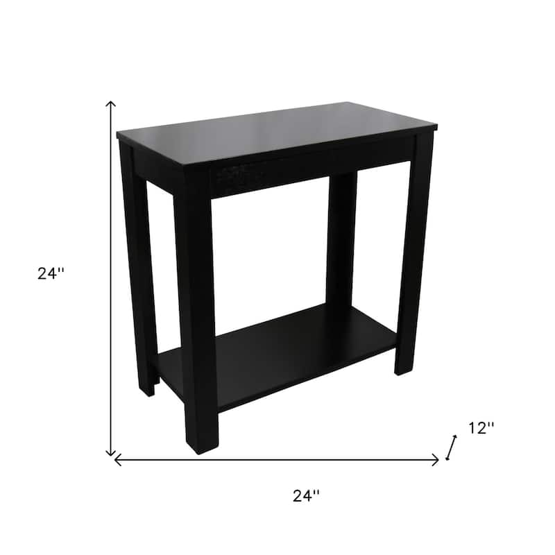 HomeRoots 24" Black End Table With Shelf - 24' X '24' X '12