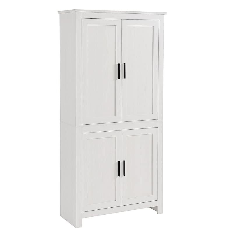 64" 4-Door Kitchen Pantry, Freestanding Storage Cabinet with 3 Adjustable Shelves for Kitchen, Dining or Living Room - White